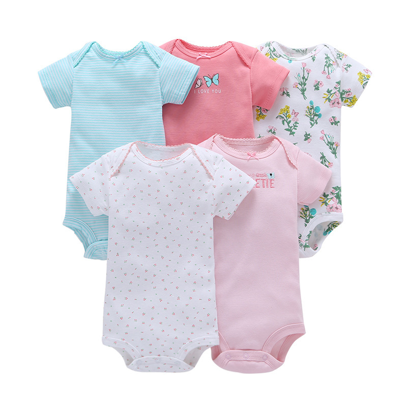 5PCS Summer Short Sleeve Baby Rompers Cotton Girls Boys Clothes Newborn Baby Clothes Roupa De Bebes