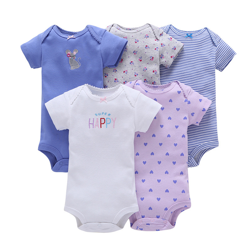 5PCS Summer Short Sleeve Baby Rompers Cotton Girls Boys Clothes Newborn Baby Clothes Roupa De Bebes