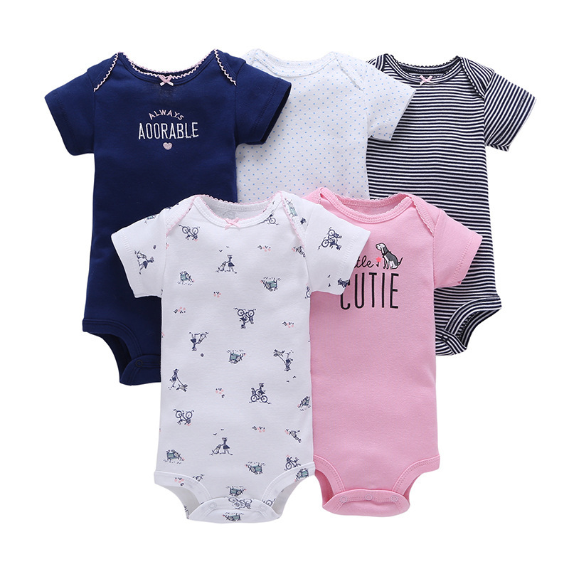 5PCS Summer Short Sleeve Baby Rompers Cotton Girls Boys Clothes Newborn Baby Clothes Roupa De Bebes