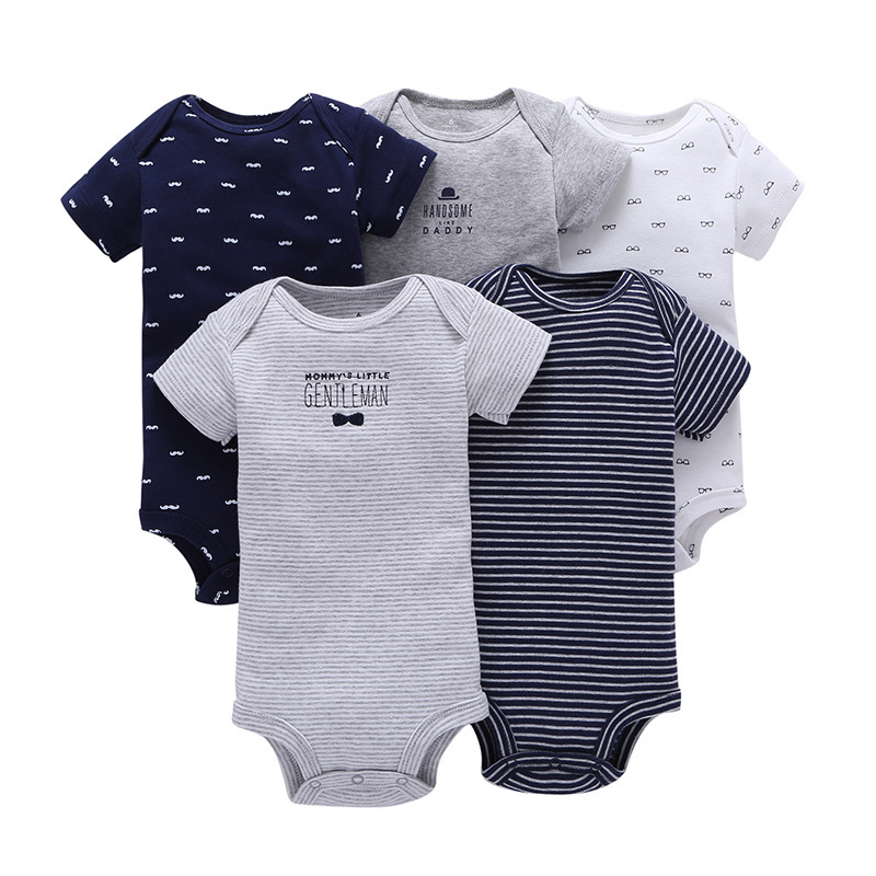 5PCS Summer Short Sleeve Baby Rompers Cotton Girls Boys Clothes Newborn Baby Clothes Roupa De Bebes