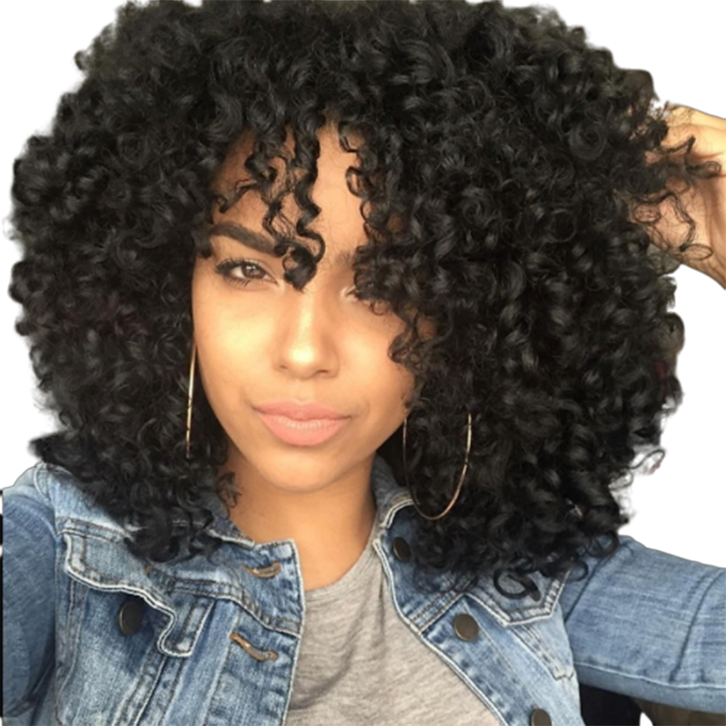16inch Curly Hair Wigs Black Fashion Hair Wigs for Women Wigs Curly Synthetic