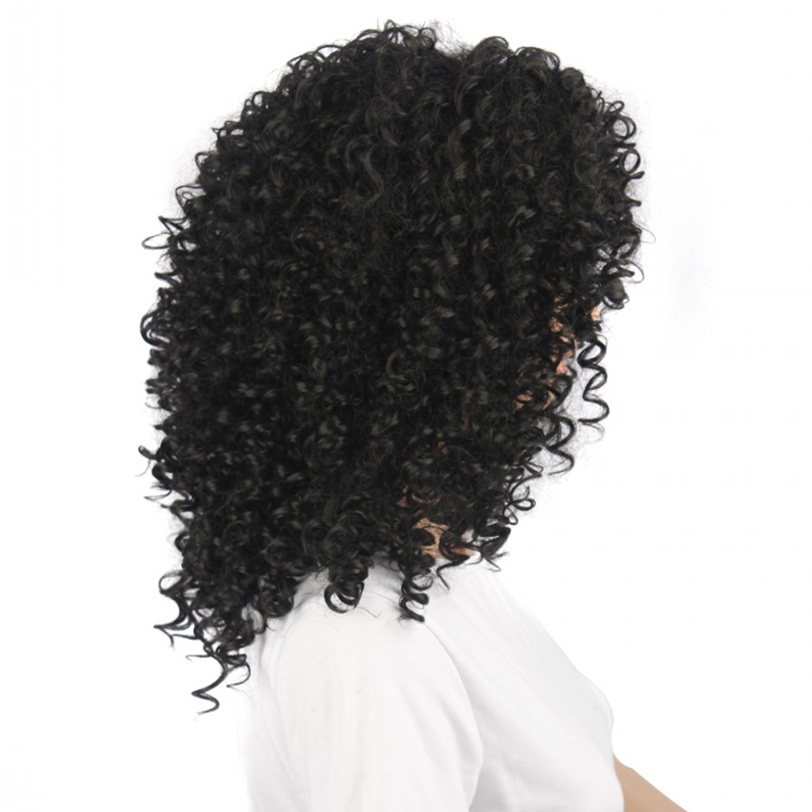 16inch Curly Hair Wigs Black Fashion Hair Wigs for Women Wigs Curly Synthetic