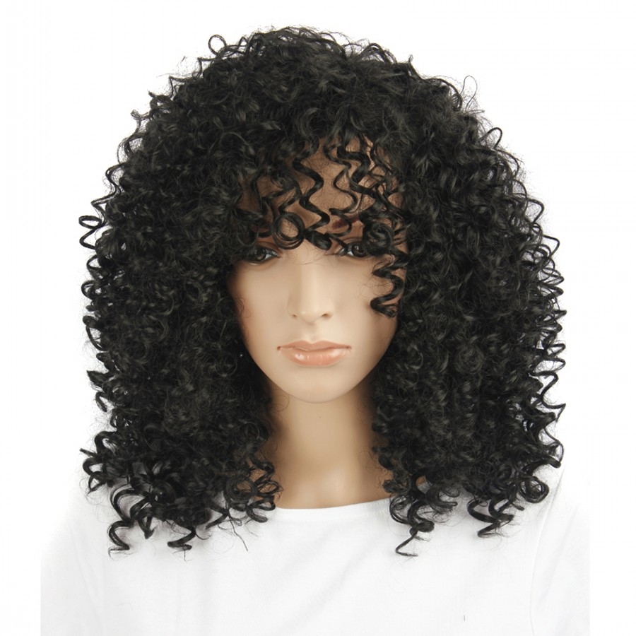 16inch Curly Hair Wigs Black Fashion Hair Wigs for Women Wigs Curly Synthetic
