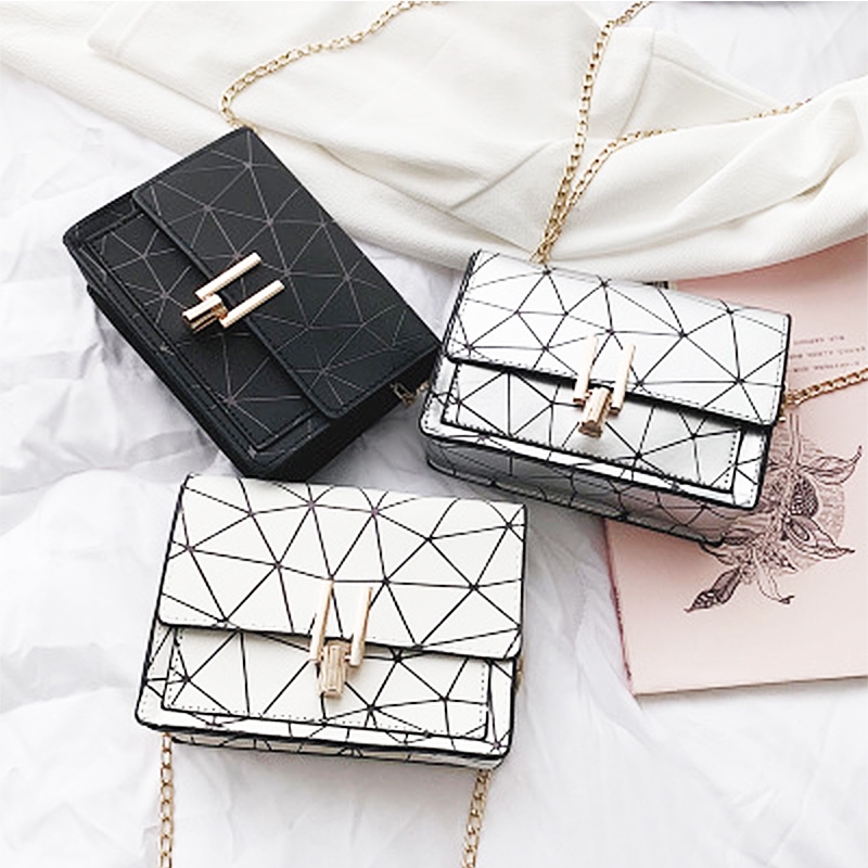 Fashion new simple geometric rhombic sling bag bucket bag  Messenger bag / women's bag chain bag