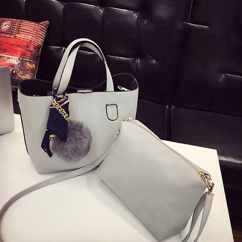2 in1 PU Leather Women Bag Set Handbag Shoulder Bag Tote Bags