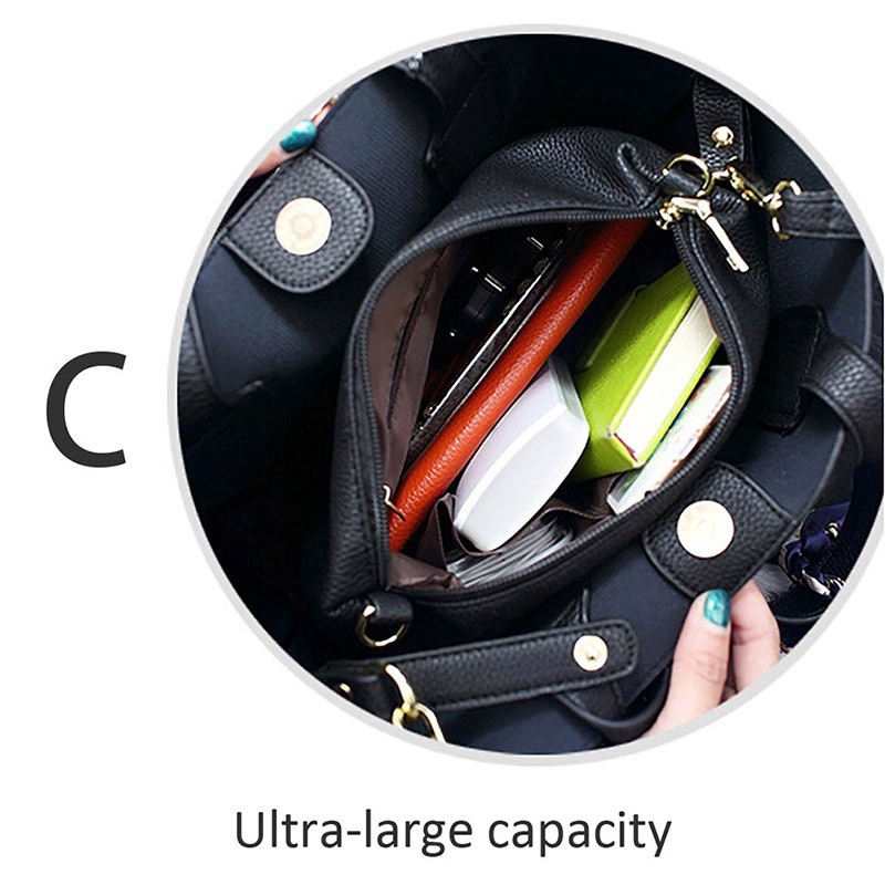 2 in1 PU Leather Women Bag Set Handbag Shoulder Bag Tote Bags