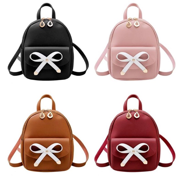 Big Ribbon Small Women Bagpack Backpack Bowknot PU Leather Women Backpacks Cute Mini  Crossbody Bag