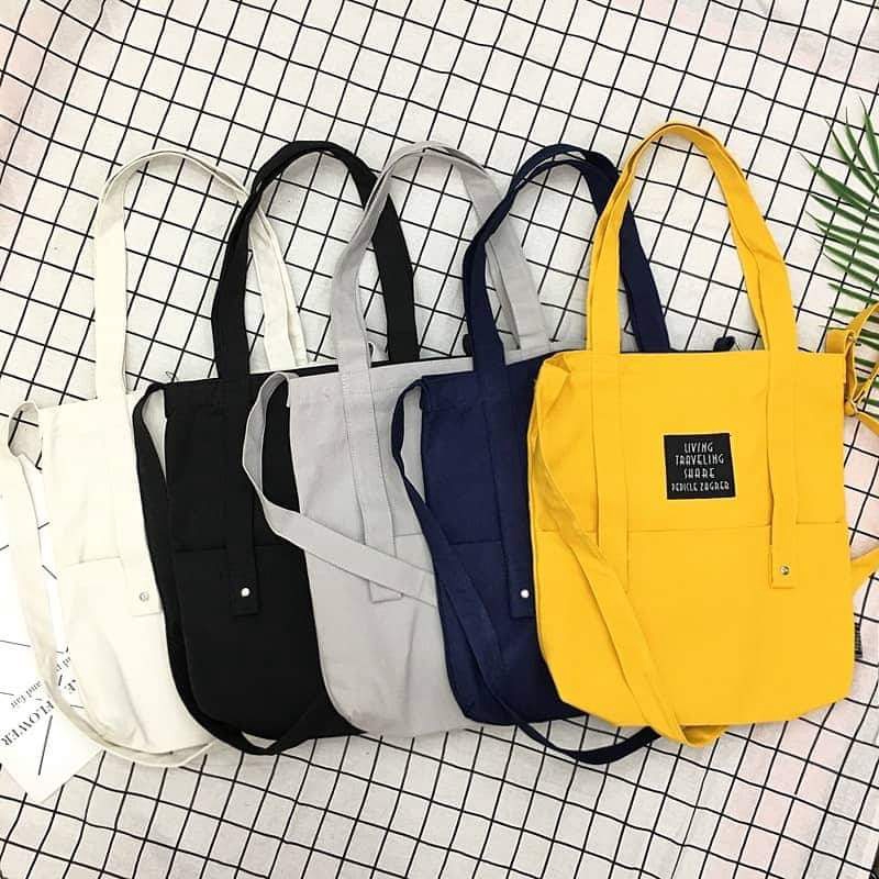 Korean Design Large Women Canvas Bag Linen Canvas Sling Bag Shell Casual Bag