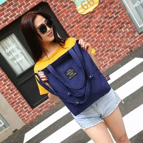 Korean Design Large Women Canvas Bag Linen Canvas Sling Bag Shell Casual Bag