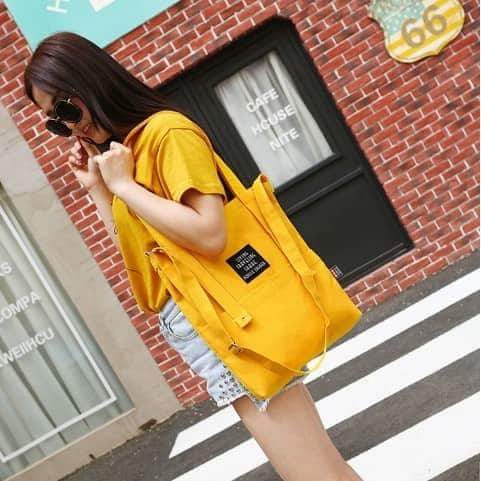 Korean Design Large Women Canvas Bag Linen Canvas Sling Bag Shell Casual Bag