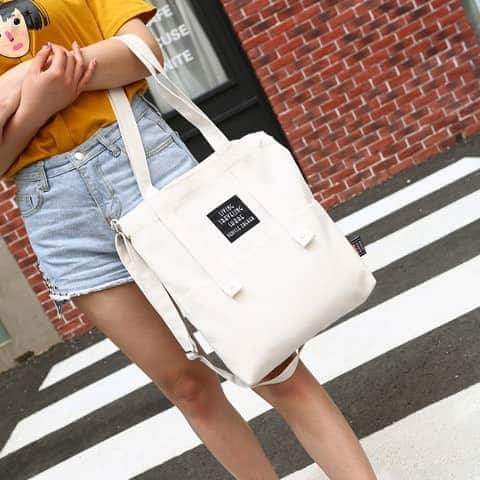 Korean Design Large Women Canvas Bag Linen Canvas Sling Bag Shell Casual Bag