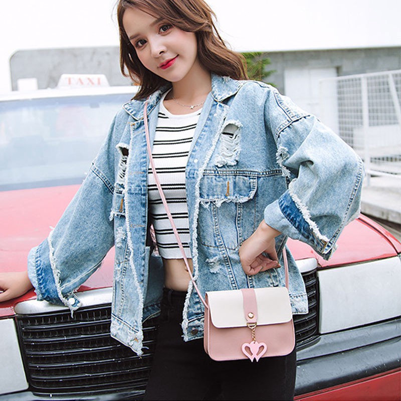 PAPA D018 4Colors Hand Bag Double Heart Sling Bag Mini Crossbody PU leather Women Bag