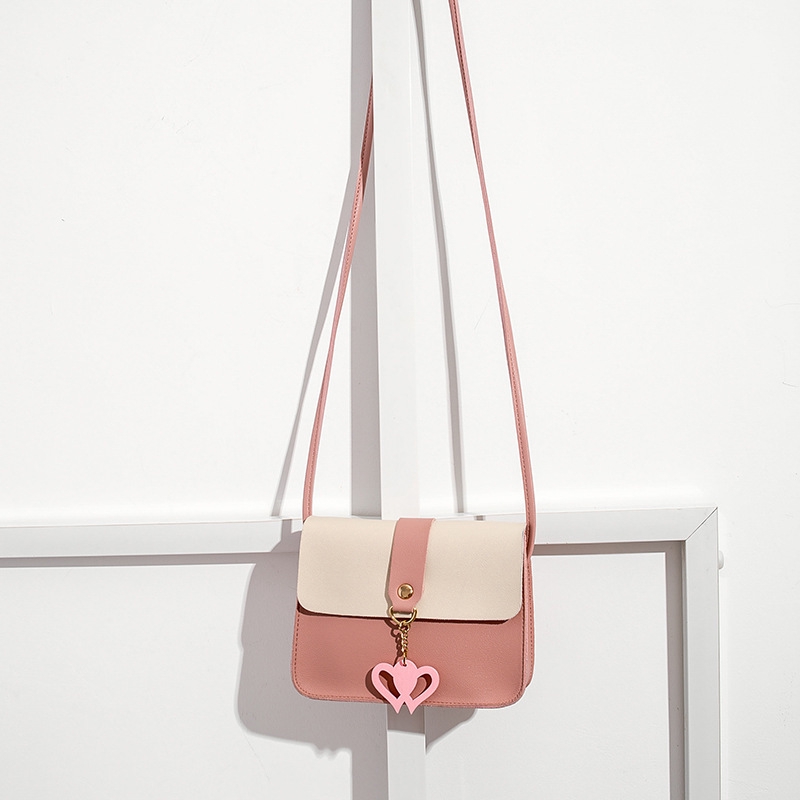 PAPA D018 4Colors Hand Bag Double Heart Sling Bag Mini Crossbody PU leather Women Bag