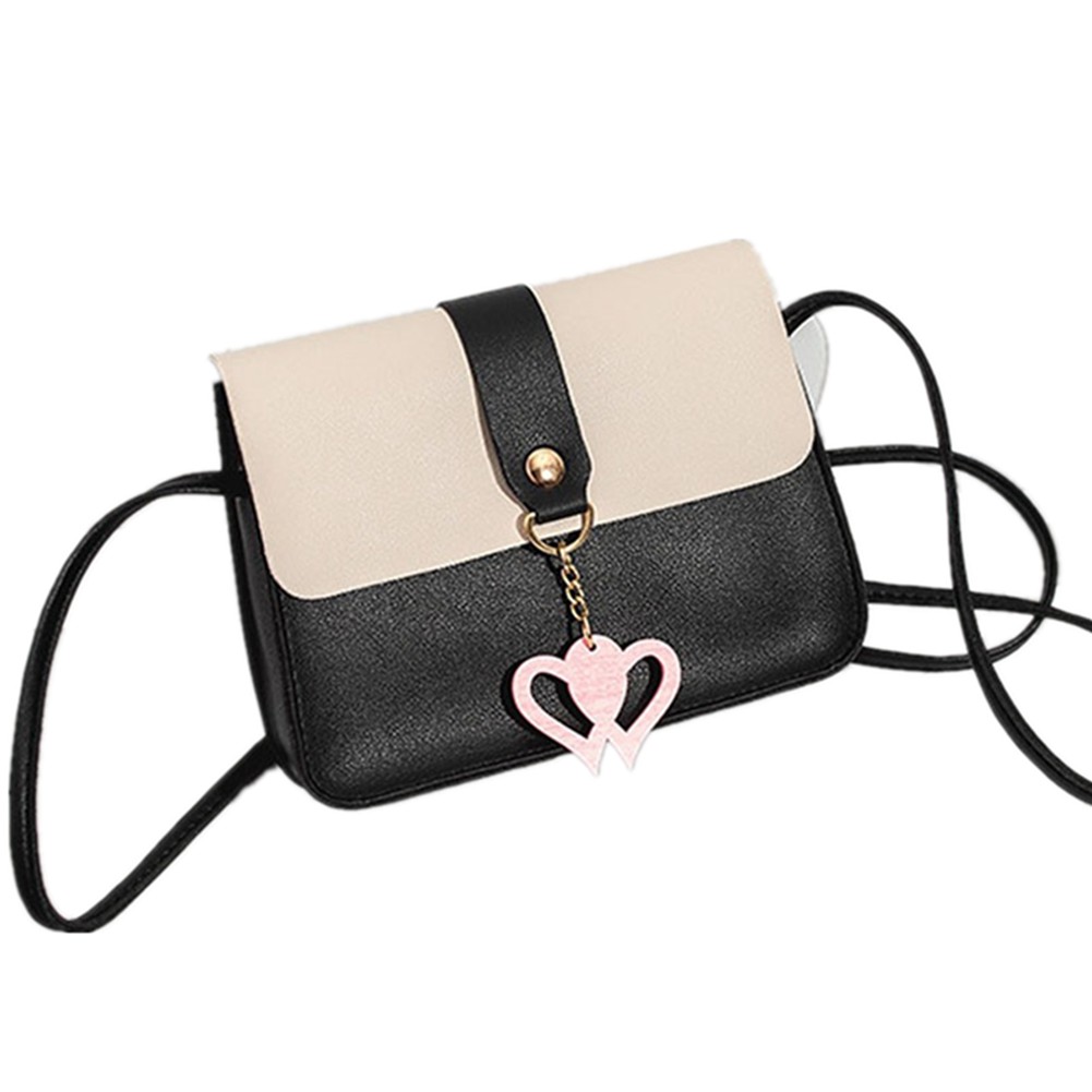 PAPA D018 4Colors Hand Bag Double Heart Sling Bag Mini Crossbody PU leather Women Bag