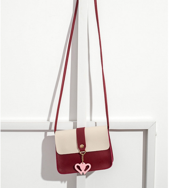 PAPA D018 4Colors Hand Bag Double Heart Sling Bag Mini Crossbody PU leather Women Bag