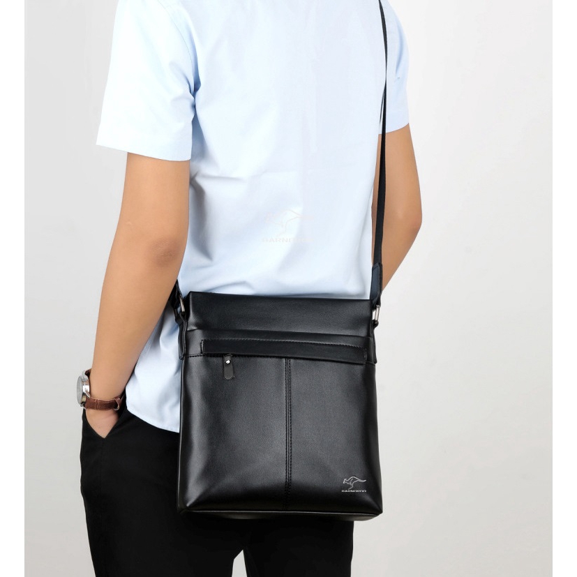 Men&apos;s Sling Bag Soft Leather Shoulder Bag Business Man Crossbody Bag