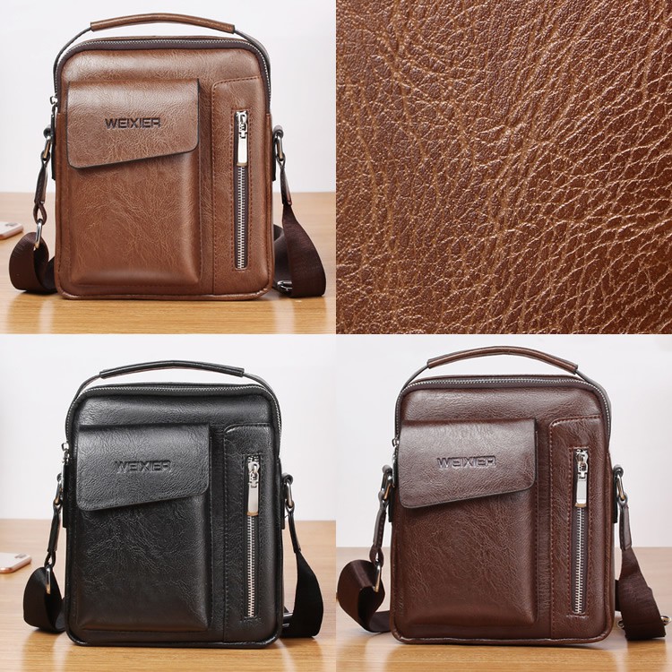 Man Tote Bag Handbag Extra Pocket Classic Leather Medium Sling Bag Crossbody Beg