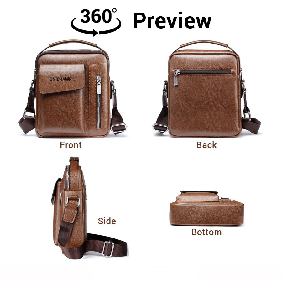 Man Tote Bag Handbag Extra Pocket Classic Leather Medium Sling Bag Crossbody Beg