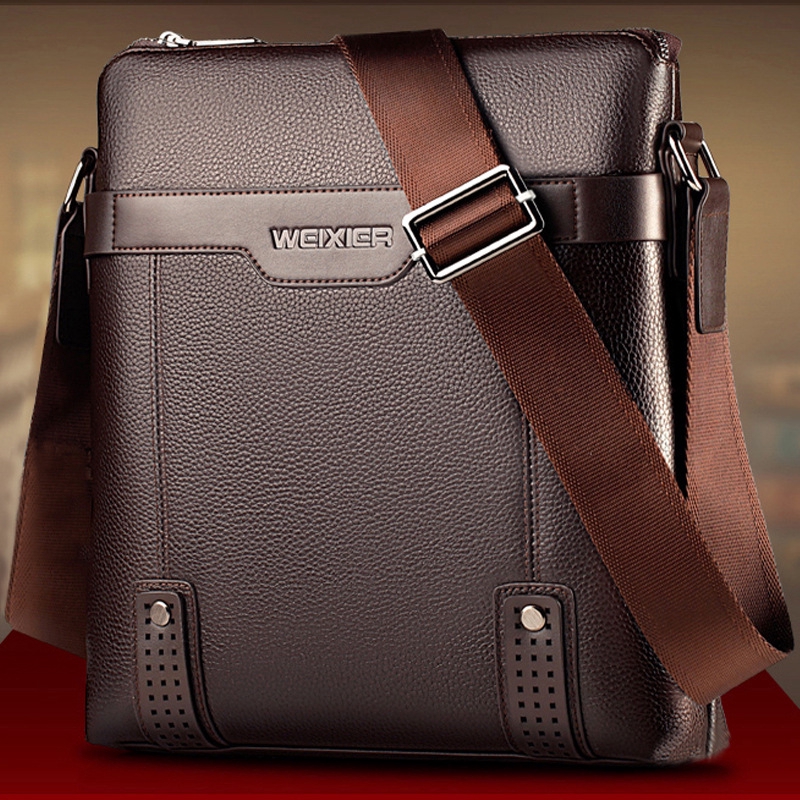 Leather Men Shoulder Bag Tote Sling Bag Elegant Messenger  Weekend Vacation Travel Work Business Bag