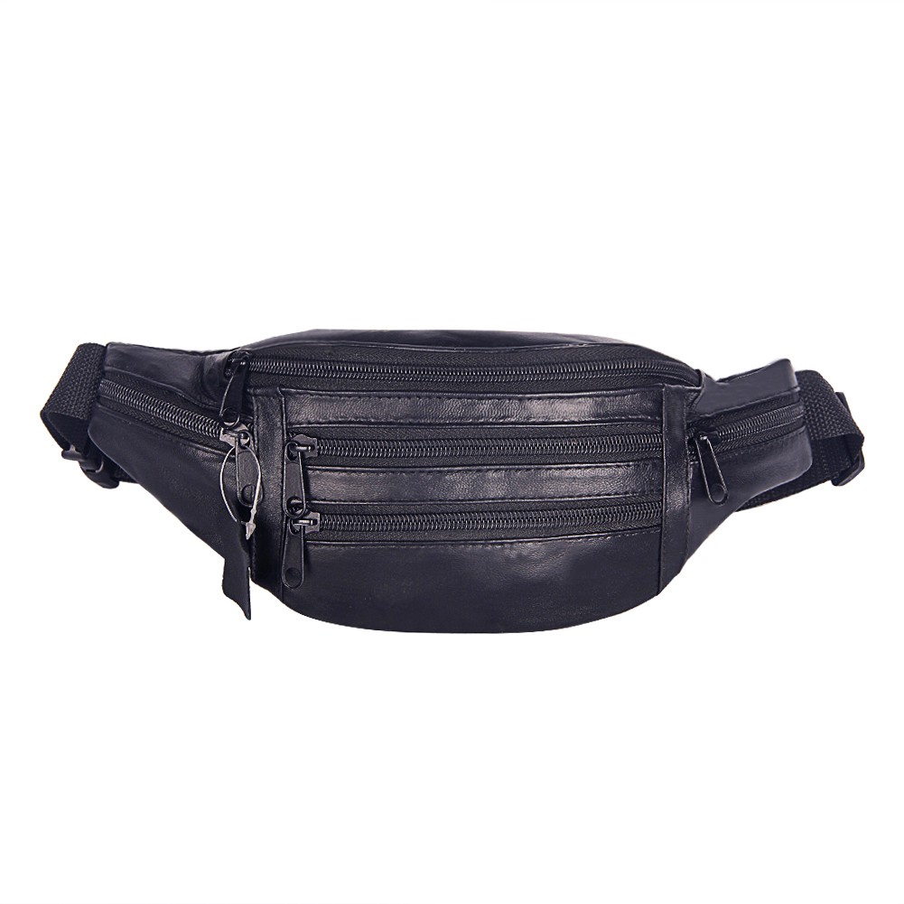 Soft Genuine Leather ​Men Waist Bag Zipper Cross Body Bag