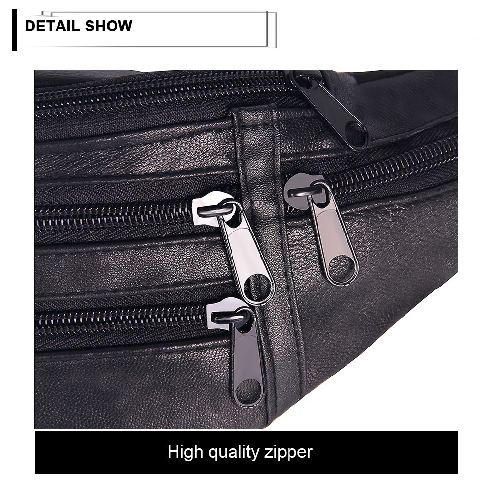 Soft Genuine Leather ​Men Waist Bag Zipper Cross Body Bag