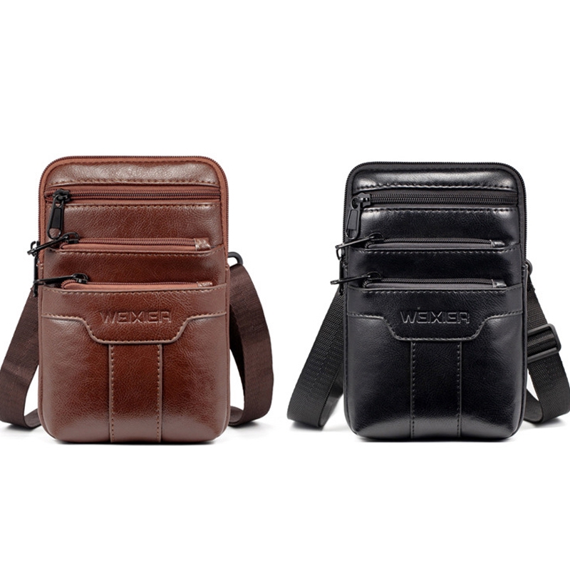 Men&apos;s Tote Bag Waist Bag Leather Crossbody Bag Casual Waist Bag