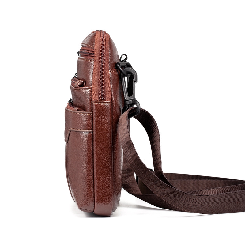 Men&apos;s Tote Bag Waist Bag Leather Crossbody Bag Casual Waist Bag