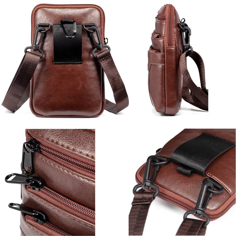 Men&apos;s Tote Bag Waist Bag Leather Crossbody Bag Casual Waist Bag