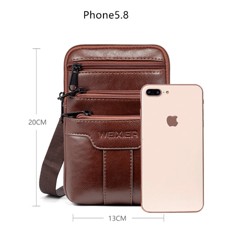 Men&apos;s Tote Bag Waist Bag Leather Crossbody Bag Casual Waist Bag