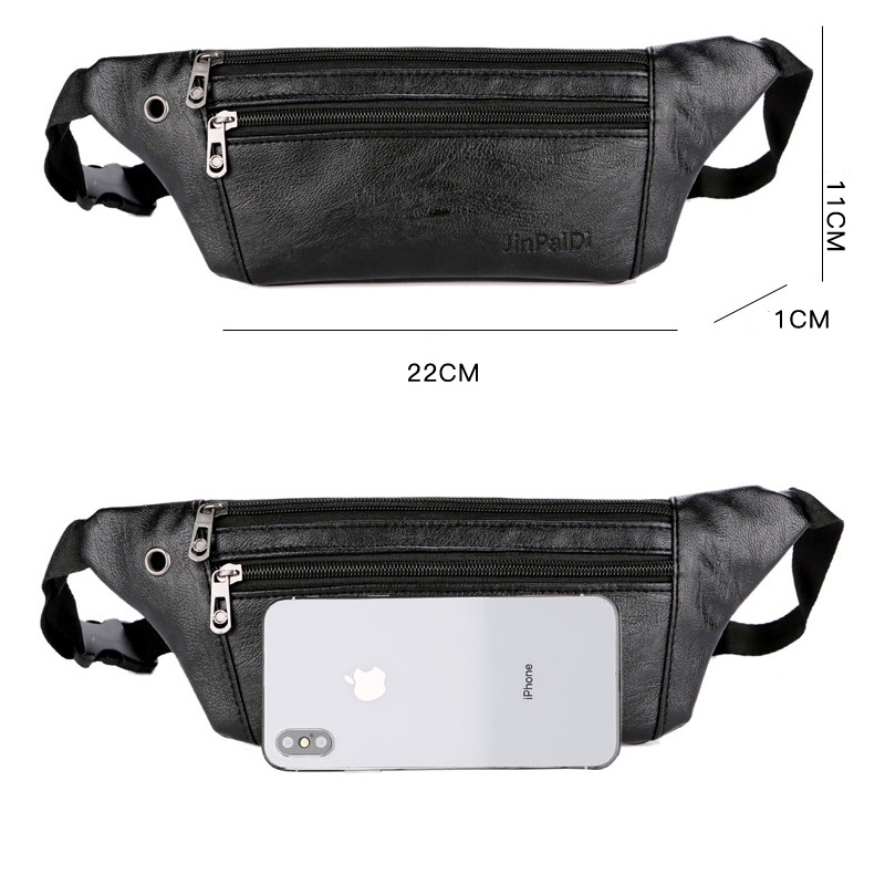 PAPA Men Waist Bag Leather Casual Chest Waist Packs Multifunction Running Waist Bag