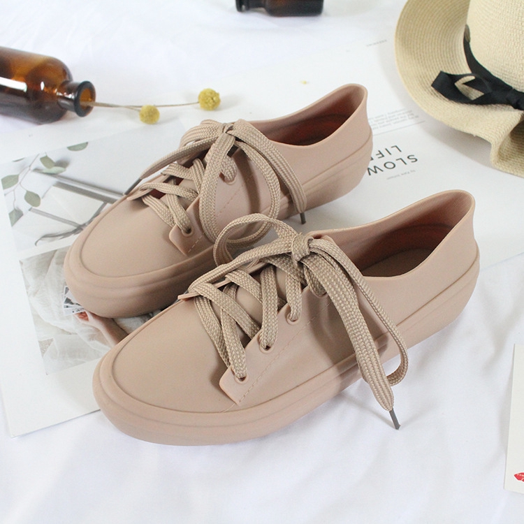 Ready Stock Korean Women Shoes Outside Flat Summer Lace Up Jelly Black Shoe Sneaker