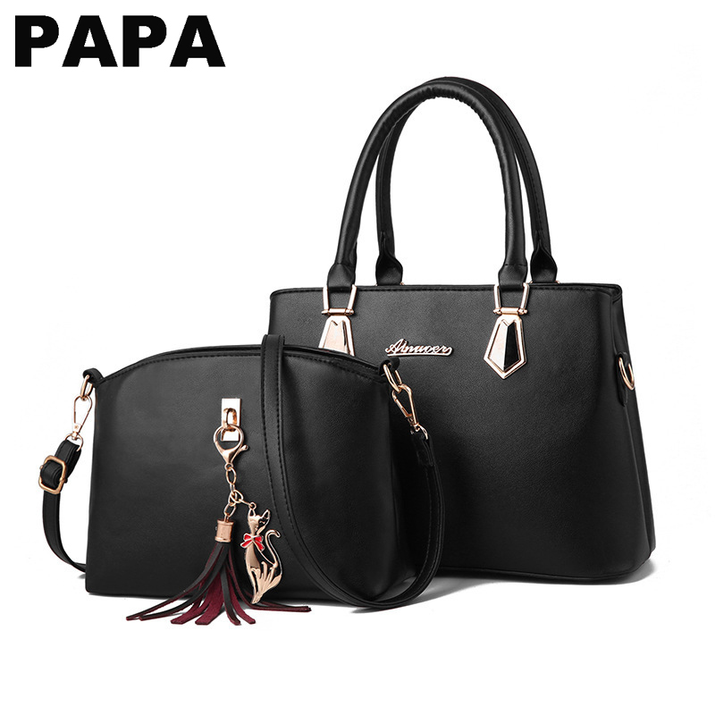 2-in-1 Casual Women's HandBag PU Lady Shoulder Bag Woman Hand Bag Sling Bag Cross-body Bag A120