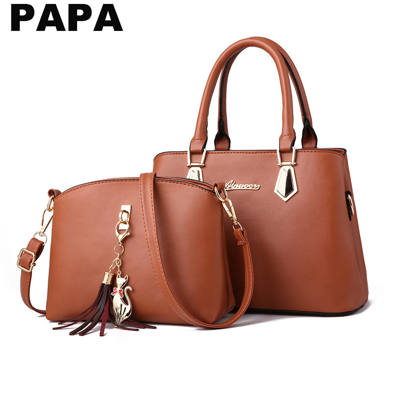 2-in-1 Casual Women's HandBag PU Lady Shoulder Bag Woman Hand Bag Sling Bag Cross-body Bag A120