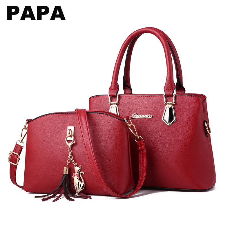 2-in-1 Casual Women's HandBag PU Lady Shoulder Bag Woman Hand Bag Sling Bag Cross-body Bag A120