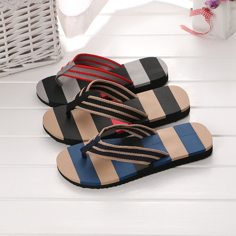 New Color Striped Men's Flip Flops Beach Shoes Men's Slippers EVA Home Shoes for Men Indoor Outdoor