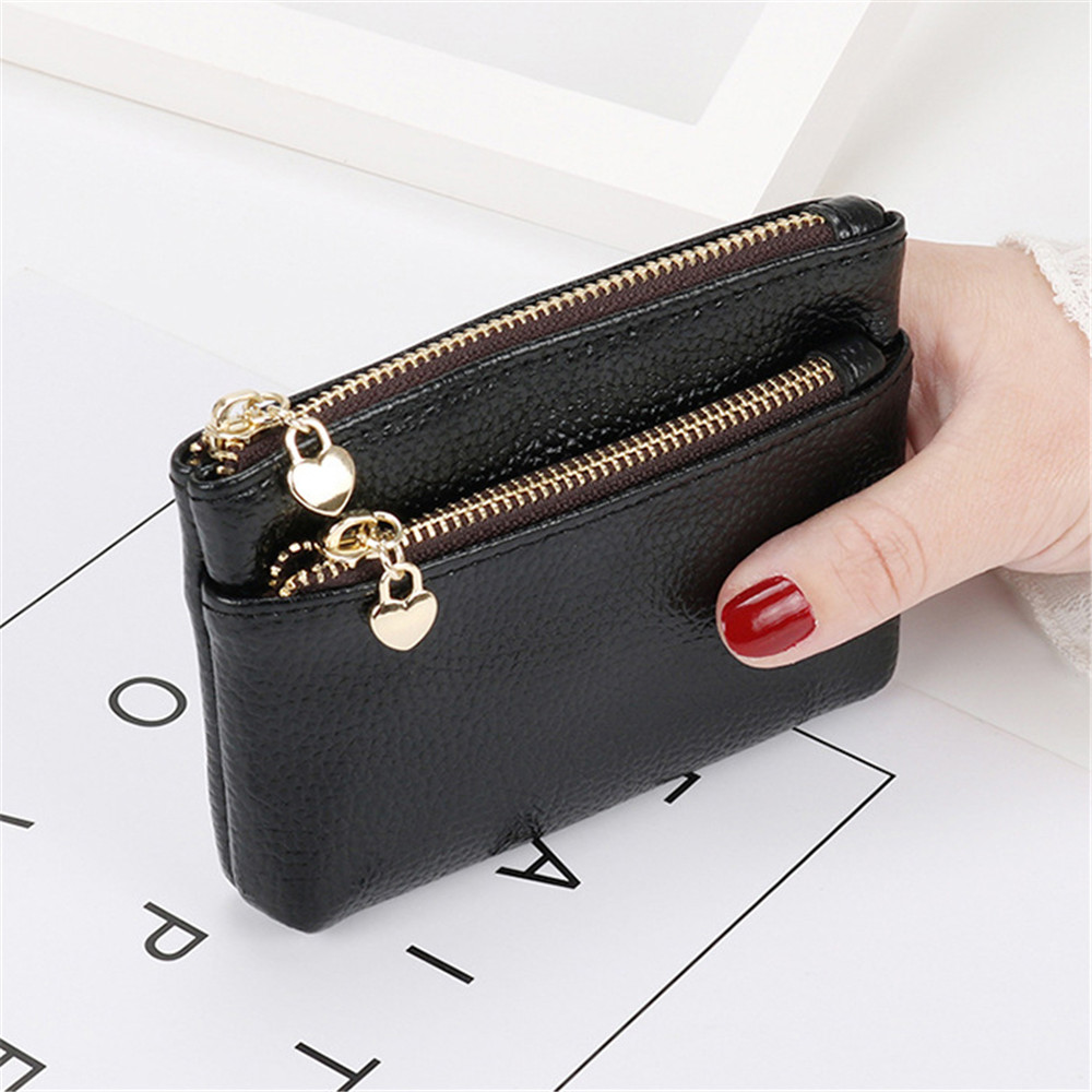 2021 New Leather Coin Purse Women Mini Change Purses Kids Coin Pocket  Wallets Key Chain Holder Zipper Pouch Card Holder Wallet Red one size