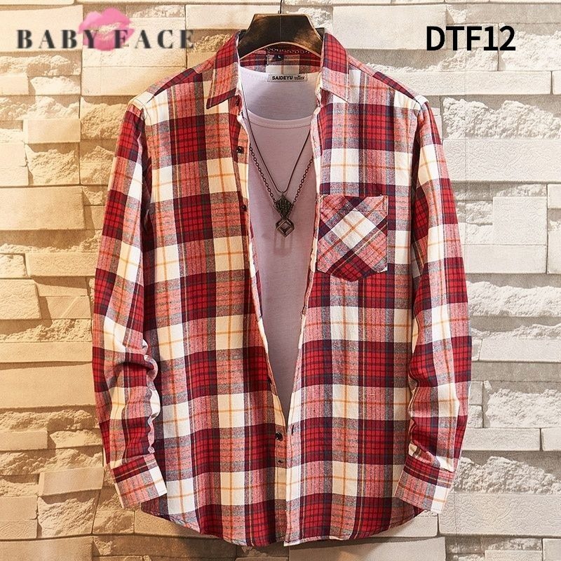 BABYFACE 2019 new men plaid long sleeve shirt Cotton leisure shirt slim collar shirt