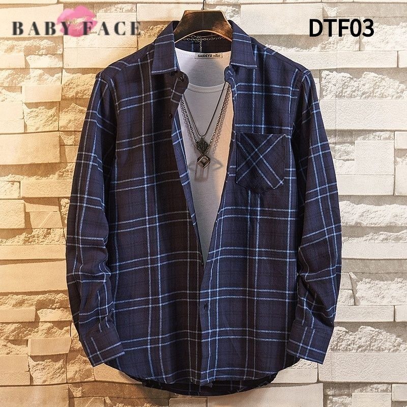 BABYFACE 2019 new men plaid long sleeve shirt Cotton leisure shirt slim collar shirt