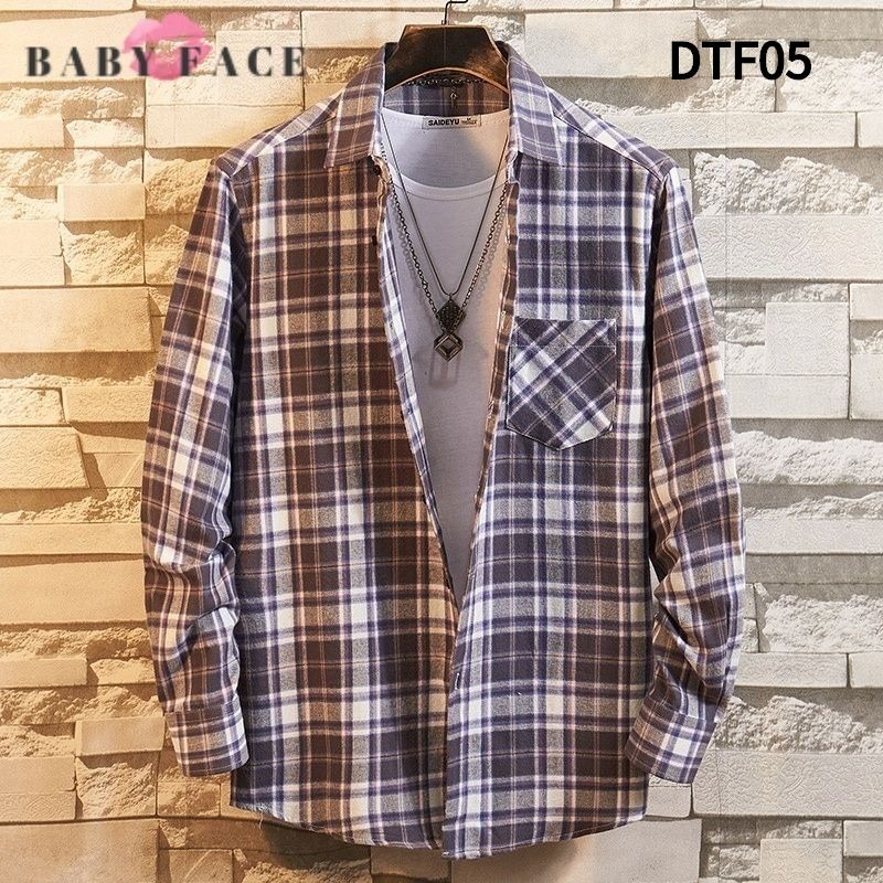 BABYFACE 2019 new men plaid long sleeve shirt Cotton leisure shirt slim collar shirt