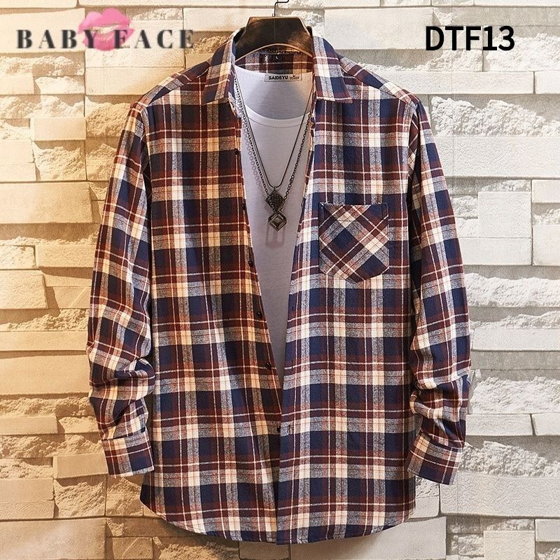 BABYFACE 2019 new men plaid long sleeve shirt Cotton leisure shirt slim collar shirt