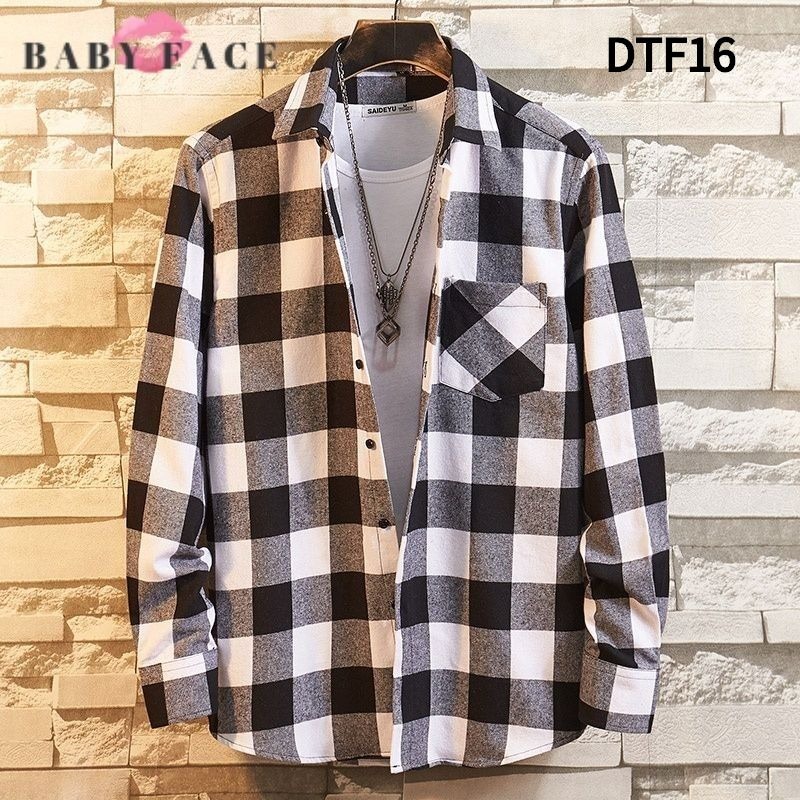 BABYFACE 2019 new men plaid long sleeve shirt Cotton leisure shirt slim collar shirt