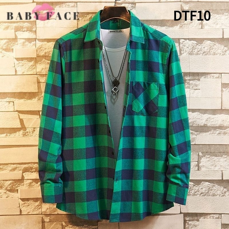 BABYFACE 2019 new men plaid long sleeve shirt Cotton leisure shirt slim collar shirt