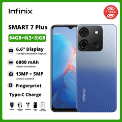 [Limited Offer] Infinix Smart 7 Plus 64GB Storage 6(3+3)GB RAM Dual 4G Lte Network Type-C 6000 mAh Battery 13MP+5MP Camera 6.6