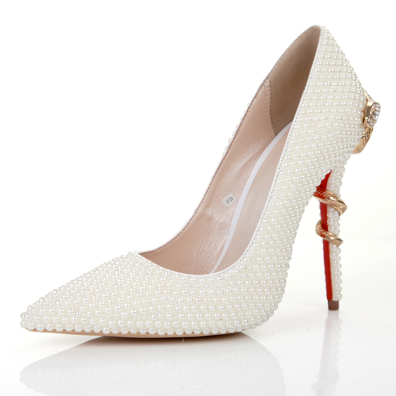 new fashion pearl party bride shoe lady pointy shallow mouth