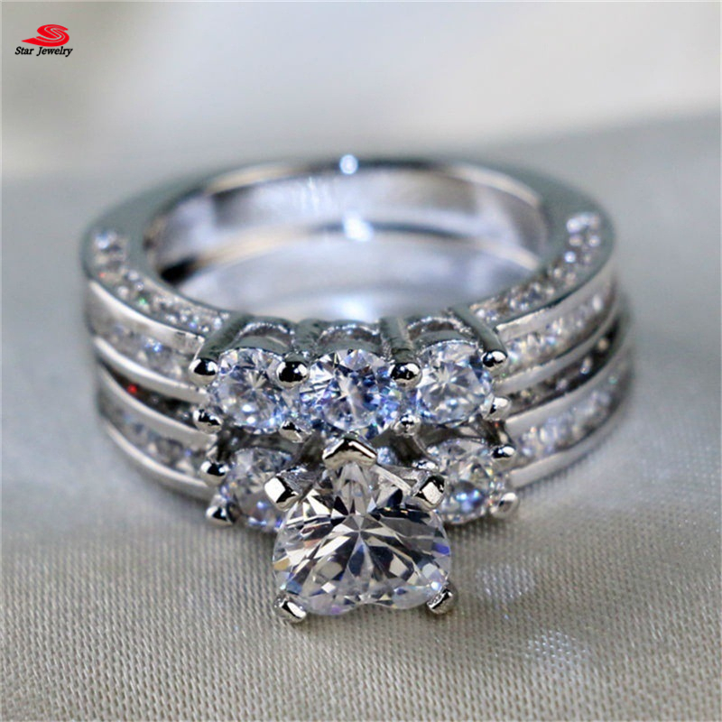 Women&apos;s new pattern combination diamonds ring 2PCS /lady&apos;s dress accessories ring jewelry
