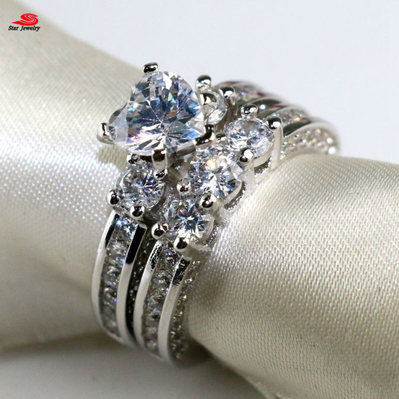 Women&apos;s new pattern combination diamonds ring 2PCS /lady&apos;s dress accessories ring jewelry