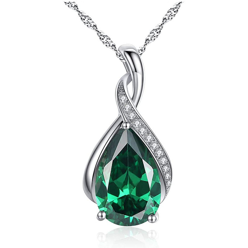 Women Fashion Water Drop Zircon Necklace Copper Alloy  Necklace Jewelry Valentine Day Gift