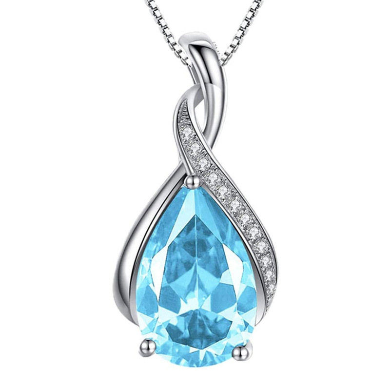 Women Fashion Water Drop Zircon Necklace Copper Alloy  Necklace Jewelry Valentine Day Gift
