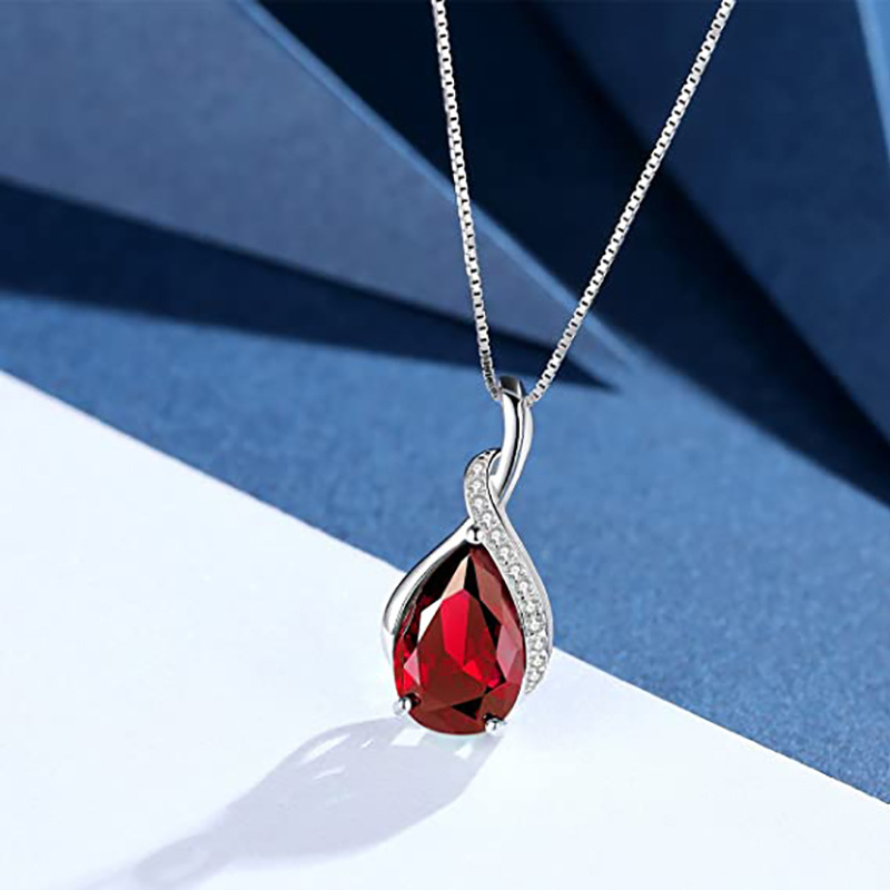 Women Fashion Water Drop Zircon Necklace Copper Alloy  Necklace Jewelry Valentine Day Gift