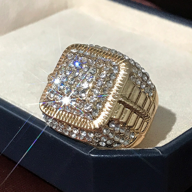Men Fashion Zircon Ring New Zinc Alloy Business Affairs Ring Valentine Day Gift
